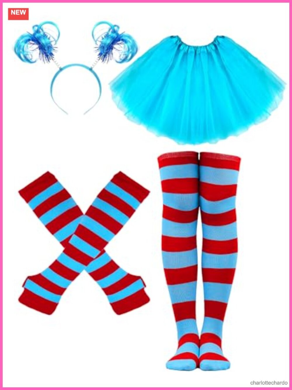 Women Tutu Costume Accessory Set Headband Cuffs Socks Cosplay
